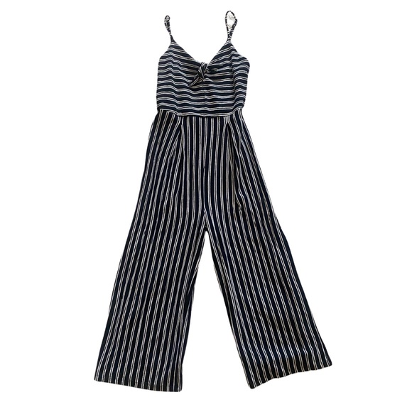 Black and White Striped Jumpsuit Capri Small - Picture 1 of 6
